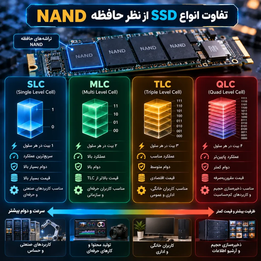تفاوت انواع SSD از نظر حافظه NAND